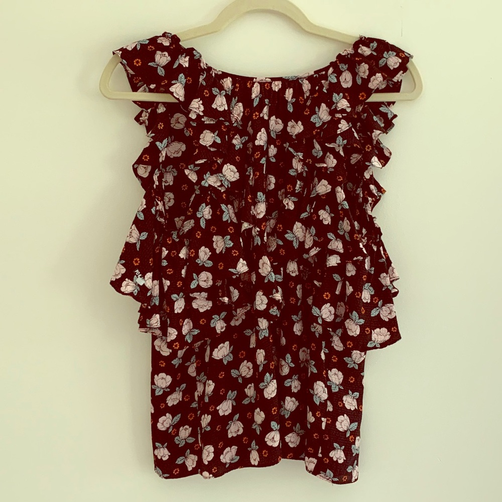 Rebecca Taylor floral ruffled silk blouse size 4